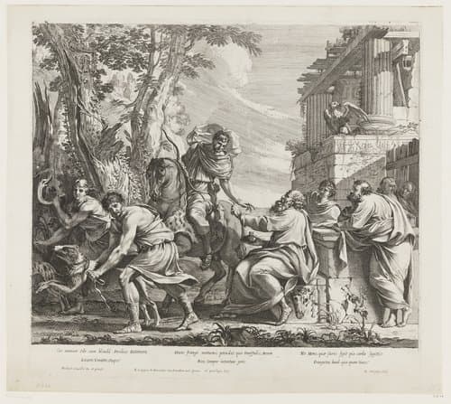 Johannes de Evangelist met zijn volgelingen by Michel Dorigny