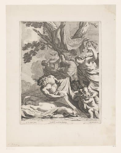 Bacchanaal met slapende bacchante by Michel Dorigny