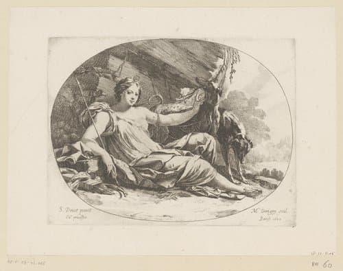 Rustende Diana met honden by Michel Dorigny
