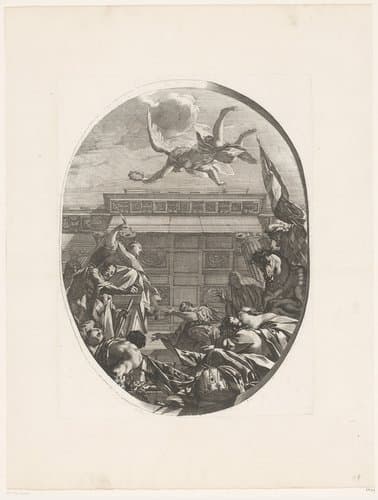 Serie naar schilderijen door Vouet voor de bibliotheek van het Hôtel Séguier by Michel Dorigny