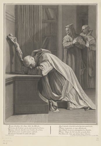 Biddende H. Bruno by Pierre Drevet