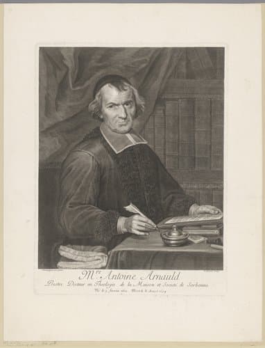 Portret van Antoine Arnauld aan zijn schrijftafel by Pierre Drevet