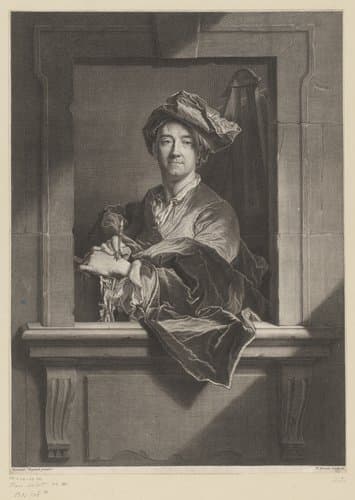 Portret van Hyacinthe Rigaud by Pierre Drevet