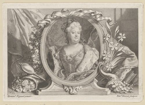 Portret van Elisabeth Charlotte van Orléans in ovalen lijst