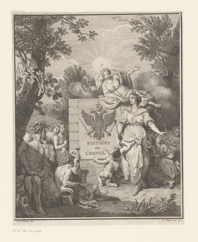 Allegorische voorstelling met wapenschild by Claude Augustin Duflos