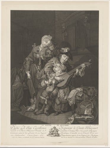 Le maitre de guitarre. by Claude Augustin Duflos