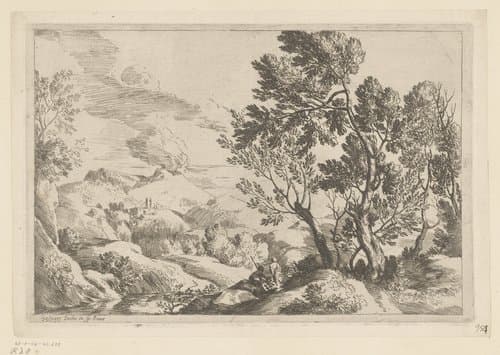 Landschap met twee figuren by Gaspard Dughet