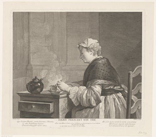 Dame prenant son thé by Pierre Filloeul