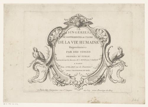 Titelprent met cartouche met vogels