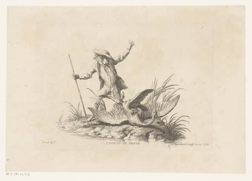 Aap verjaagt een roofvogel by Jean Baptiste Guélard