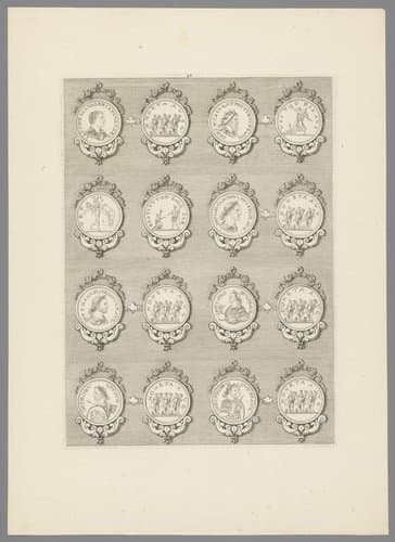 Penningen in versierde lijsten by Simon de la Boissière
