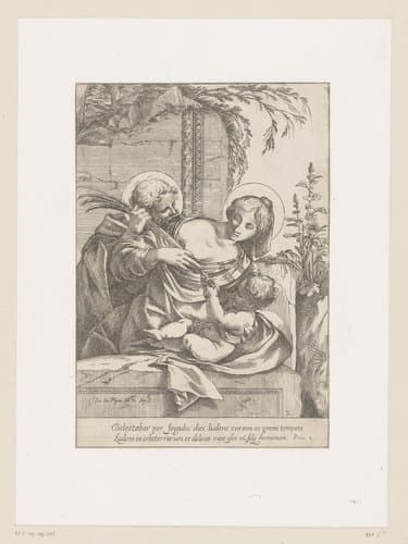 Heilige Familie met palmtak by Laurent de La Hire