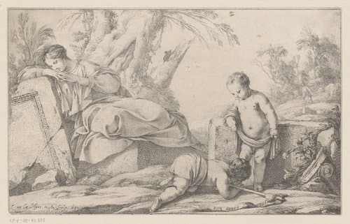 Maria met Kind en Johannes by Laurent de La Hire