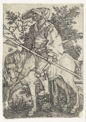 Hellebaardier te paard by Barthel Beham