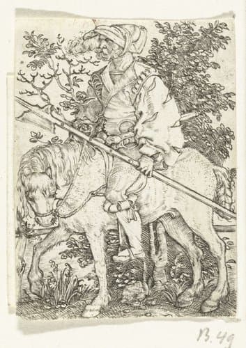 Hellebaardier te paard by Barthel Beham
