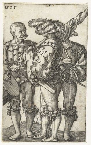 Trommelaar, vaandeldrager en fluitist by Barthel Beham