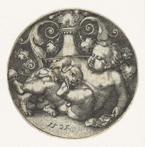 Spelend kind met hond by Barthel Beham