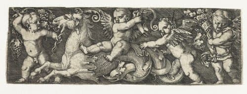 Fries met vier putti en een zeepaard by Barthel Beham