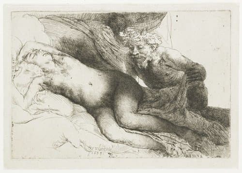 Jupiter and Antiope: the larger plate by Rembrandt van Rijn