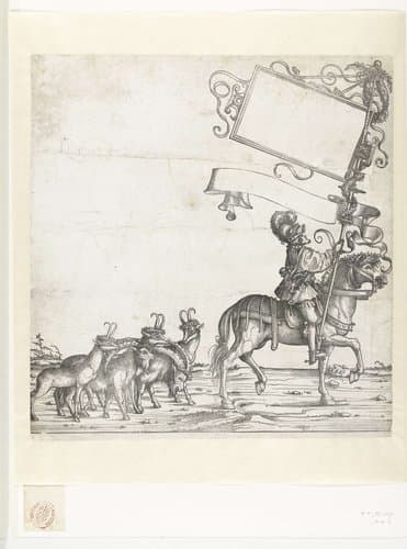 Steenbokken en gemzen en standaarddrager te paard by Hans Burgkmair (I)