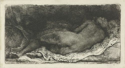 Liggend vrouwelijk naakt by Rembrandt van Rijn
