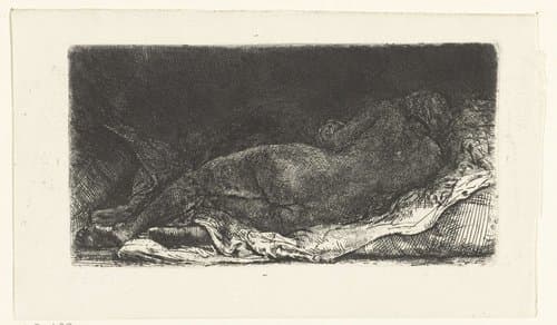 Liggend vrouwelijk naakt by Rembrandt van Rijn