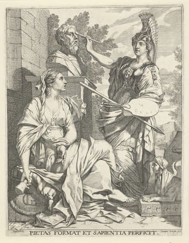 Allegorie op de beeldhouwkunst en schilderkunst by Gerard de Lairesse