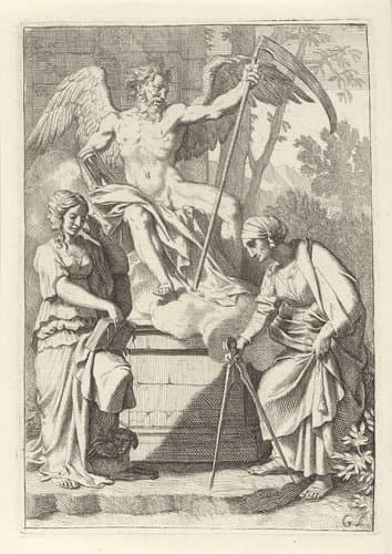 Vader Tijd geflankeerd door Memorie en Praktijk by Gerard de Lairesse