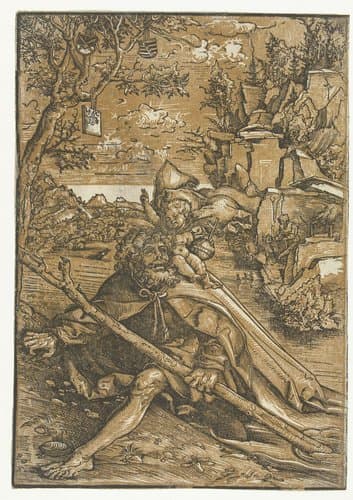 Heilige Christoffel met Christuskind by Lucas Cranach (I)