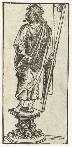 Beeld met Jakobus de Mindere met hoedenmakersboog by Lucas Cranach (I)
