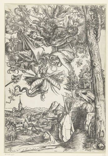Verzoeking van Antonius met aanval door demonen by Lucas Cranach (I)