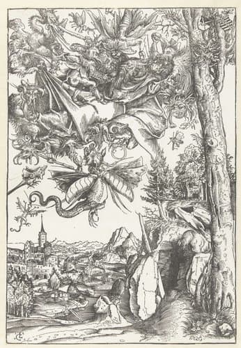 Verzoeking van Antonius met aanval door demonen by Lucas Cranach (I)