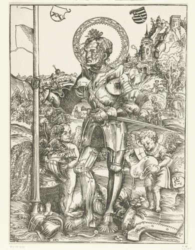 Joris (Georgius) staand met lans en twee engelen by Lucas Cranach (I)