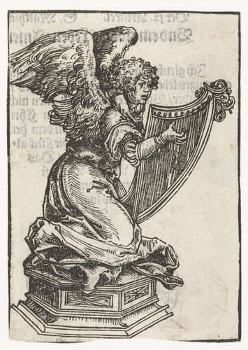 Beeld van knielende engel met harp by Lucas Cranach (I)