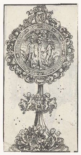 Reliekhouder met de verzoeking van Adam en Eva by Lucas Cranach (I)