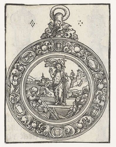 Reliekhouder in vorm van medaillon met de opstanding van Christus by Lucas Cranach (I)