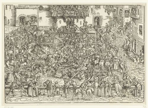 Toernooi op het marktplein in Wittenberg by Lucas Cranach (I)
