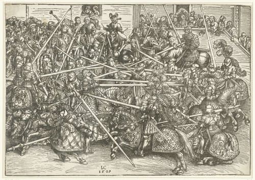 Toernooi in Wittenberg van het keurvorstelijk hof van Saksen by Lucas Cranach (I)