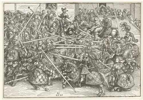 Toernooi in Wittenberg van het keurvorstelijk hof van Saksen by Lucas Cranach (I)