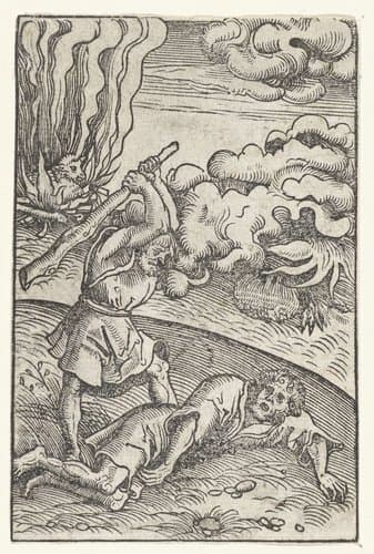 Kain slaat Abel dood met een knots by Lucas Cranach (I)
