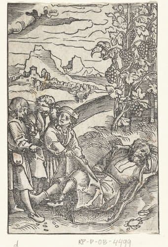 Zonen leggen mantel over dronken Noach by Lucas Cranach (I)