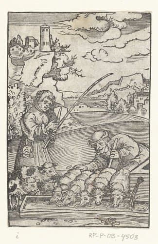 Jacob verrijkt zich met schapen uit kudde van Laban by Lucas Cranach (I)