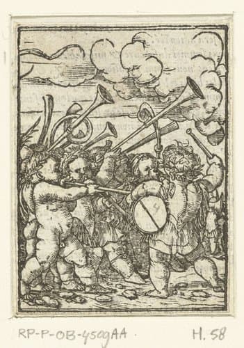 Kinderen met muziekinstrumenten by Veit Rudolf Specklin