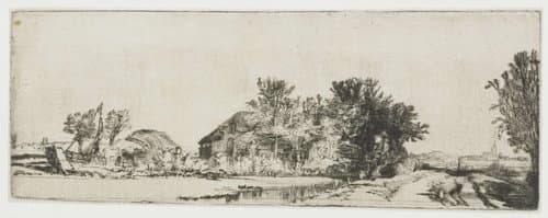 Landschap met een weg langs een sloot by Rembrandt van Rijn