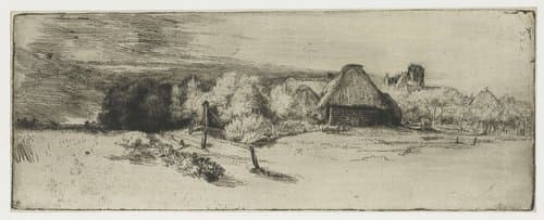 Landscape with a Farm Building and the House with the Tower by Rembrandt van Rijn