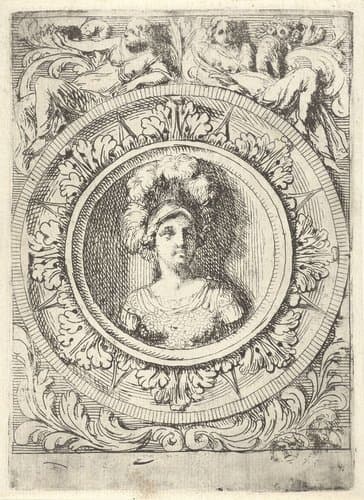 Medaillon met krijgsgodin Bellona by Gerard de Lairesse