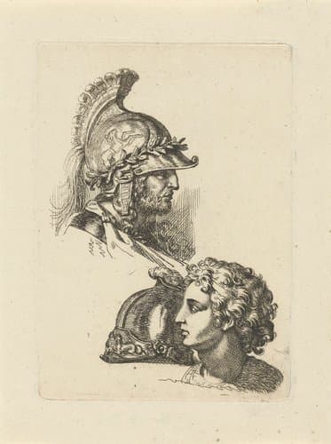 Twee studiekoppen by Gerard de Lairesse