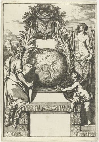 Globe geflankeerd door allegorische figuren by Gerard de Lairesse
