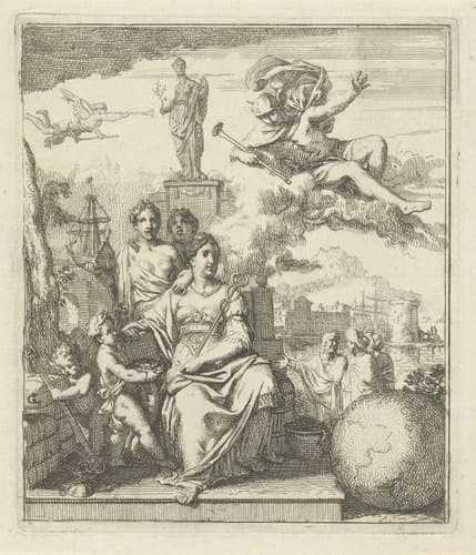 Mercurius aanschouwt de Handel en Scheepvaart by Gerard de Lairesse