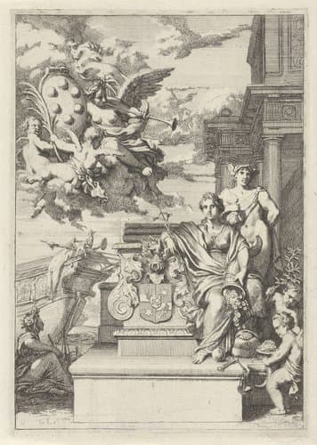 Allegorie op de handel en het familiewapen van De Medici by Gerard de Lairesse